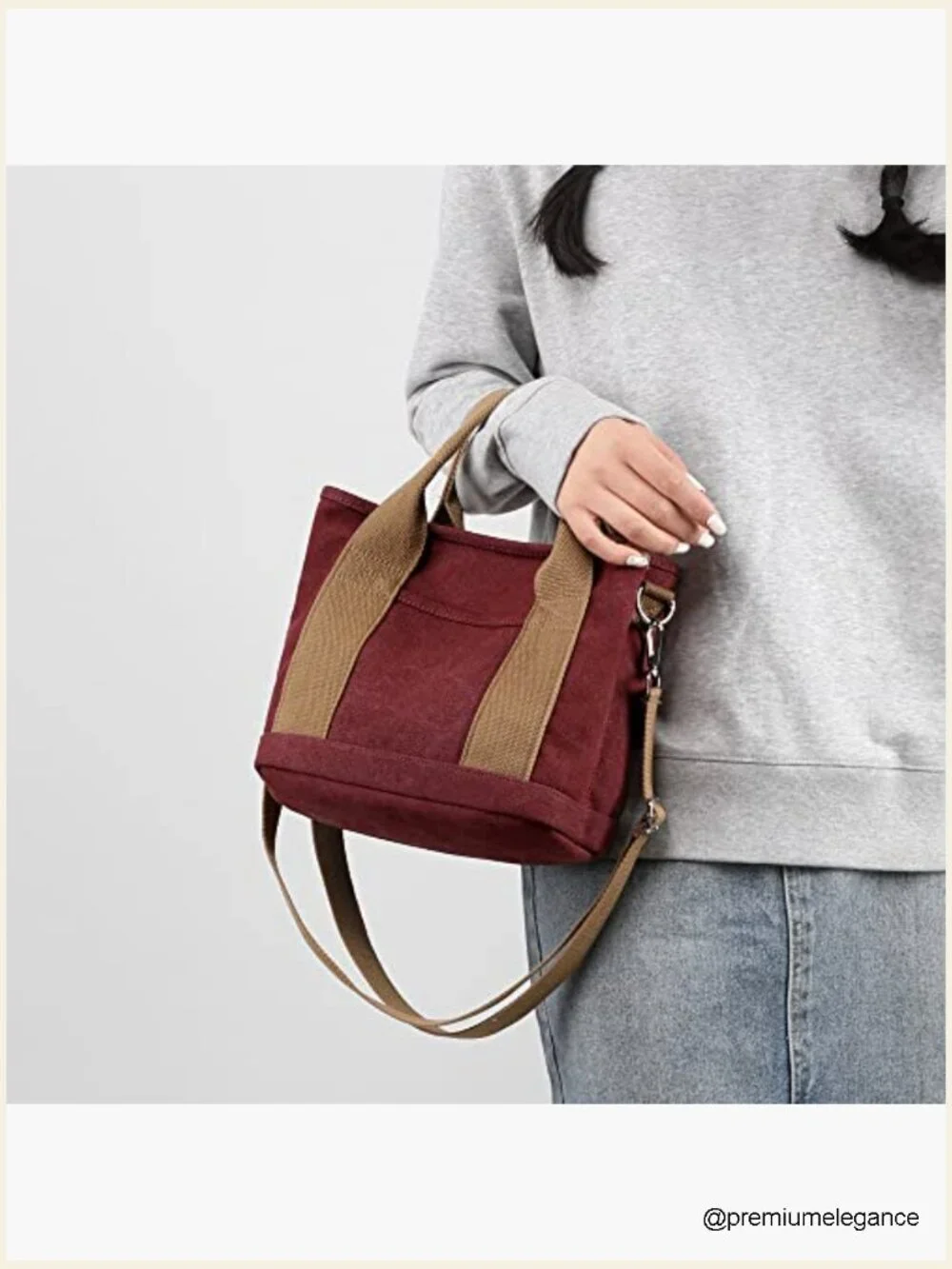 Canvas Satchel Hobo Tote Crossbody Bag 6 Pockets Zipper Travel Work